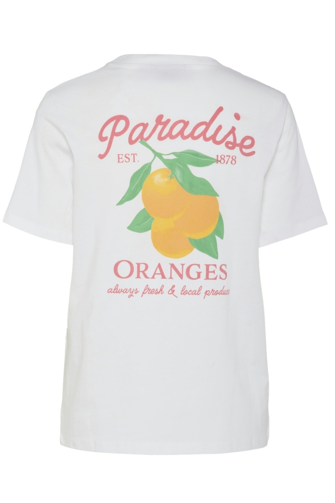 PCSUMMER SS PRINTED T-SHIRT JRS BC 17155375 Bright White/PARADISE ORANGES